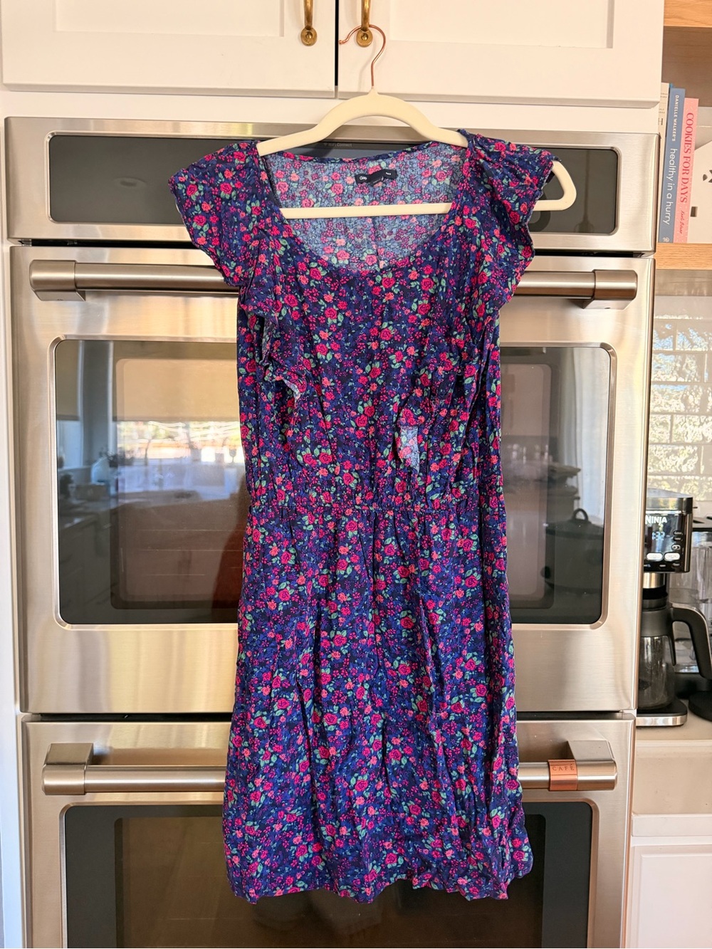 GAP Purple Floral Scoop Dress with Pink Accents
